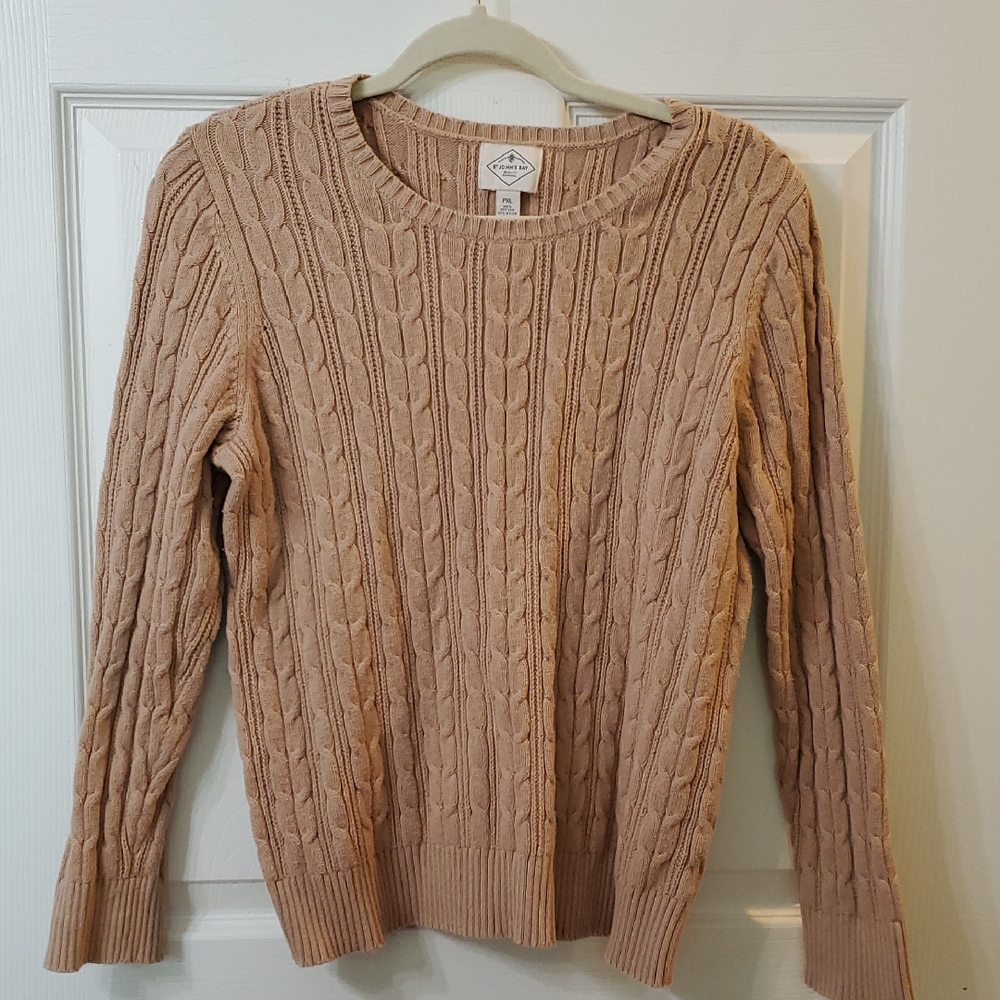 St. John's Bay Cable Knit Sweater - Light Brown